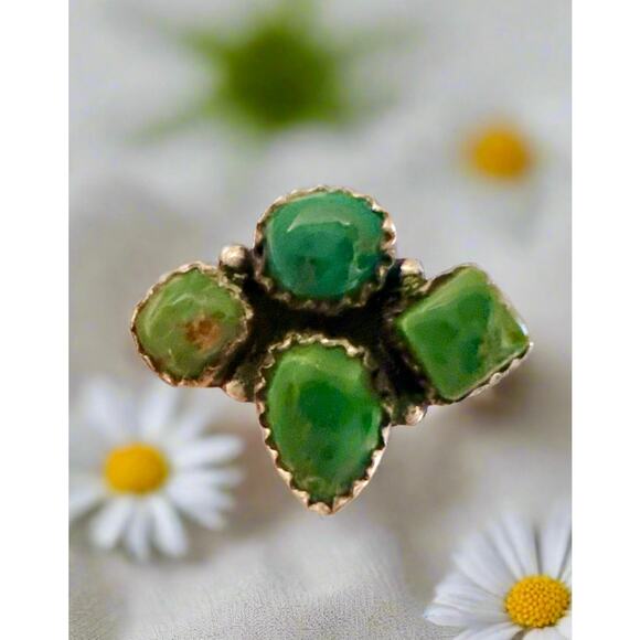 Sonoran Gold Turquoise Cluster Ring Size Adjustable 5-12 - Picture 1 of 6